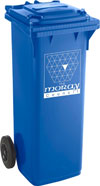 A blue bin for all paper and card products
